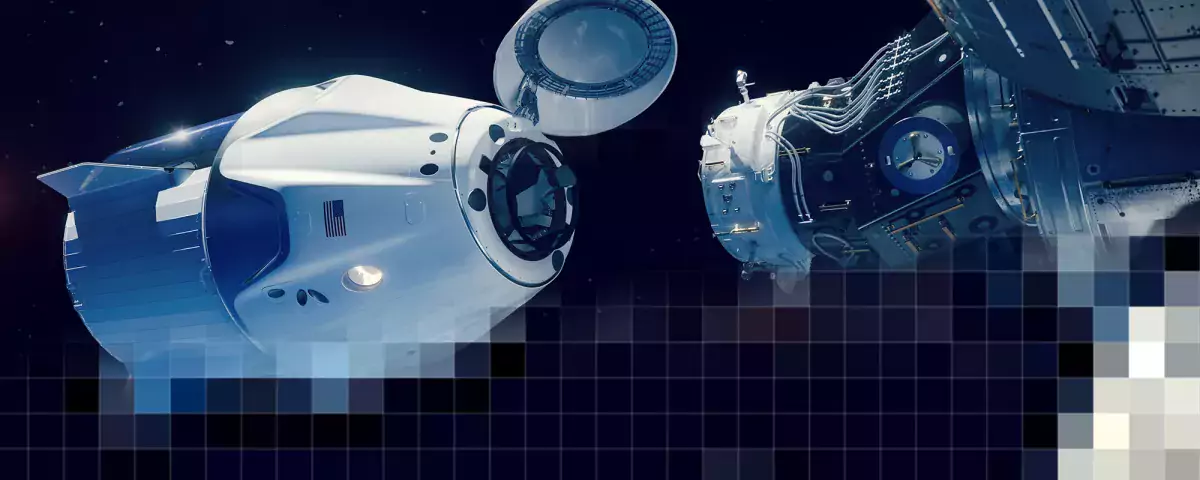 Aufnahme Andocken eines Shuttles im Weltall